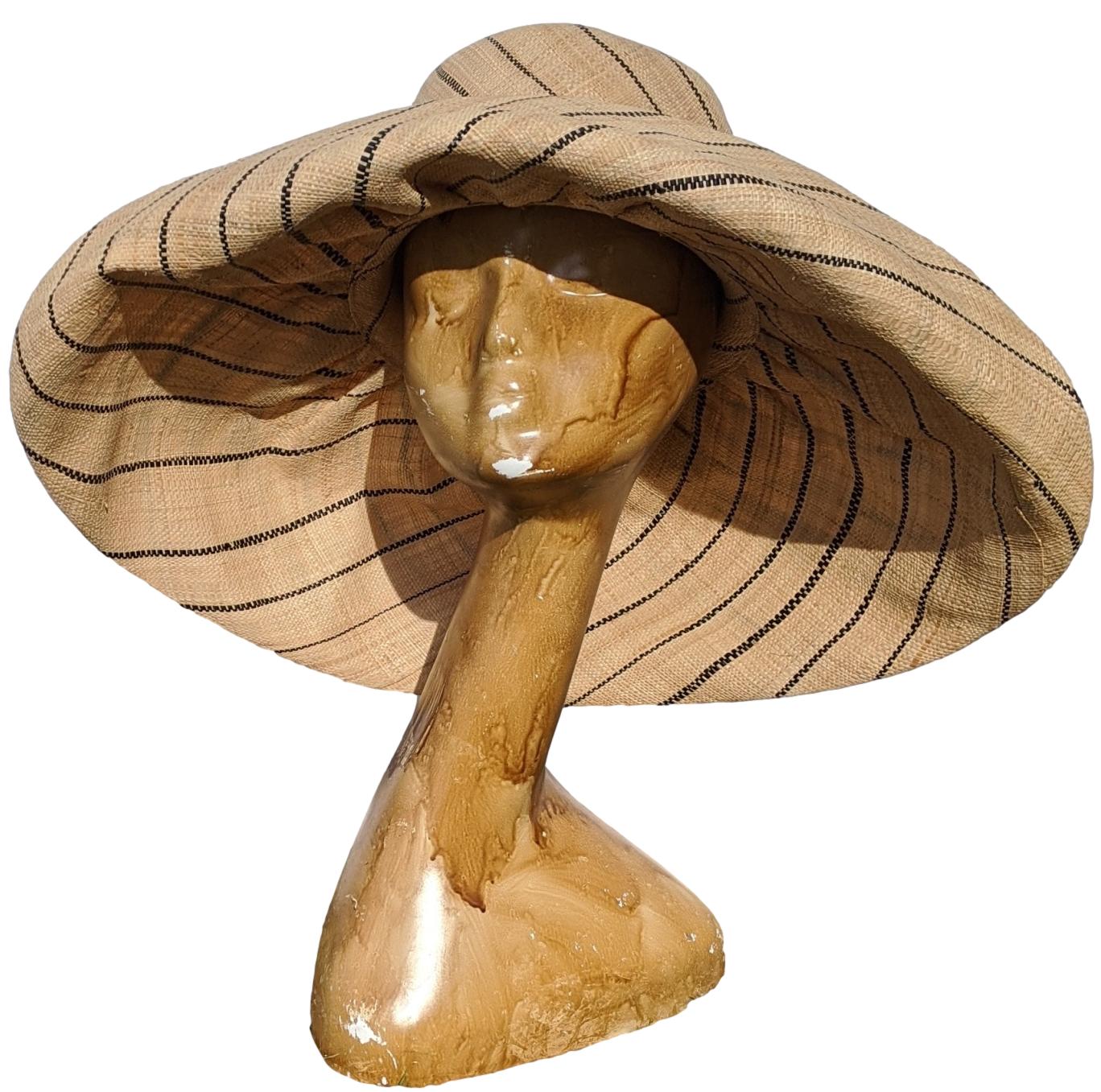 7 Inches Wide Brim Raffia Hat | Madagascar Hat | Natural & Black